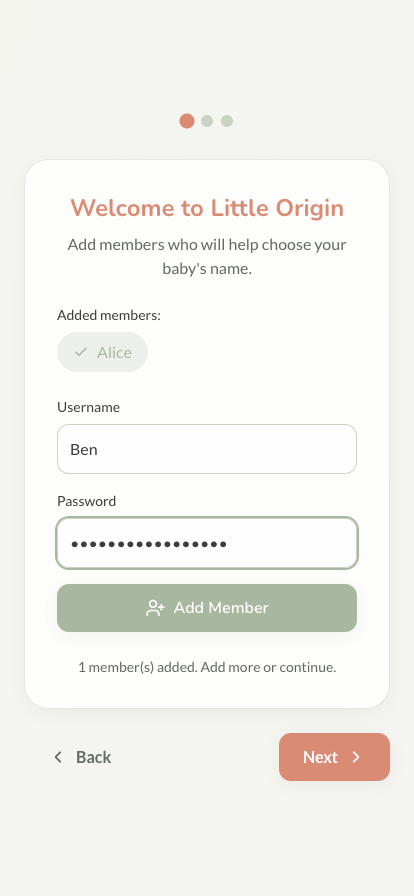 Onboarding step 1: add members